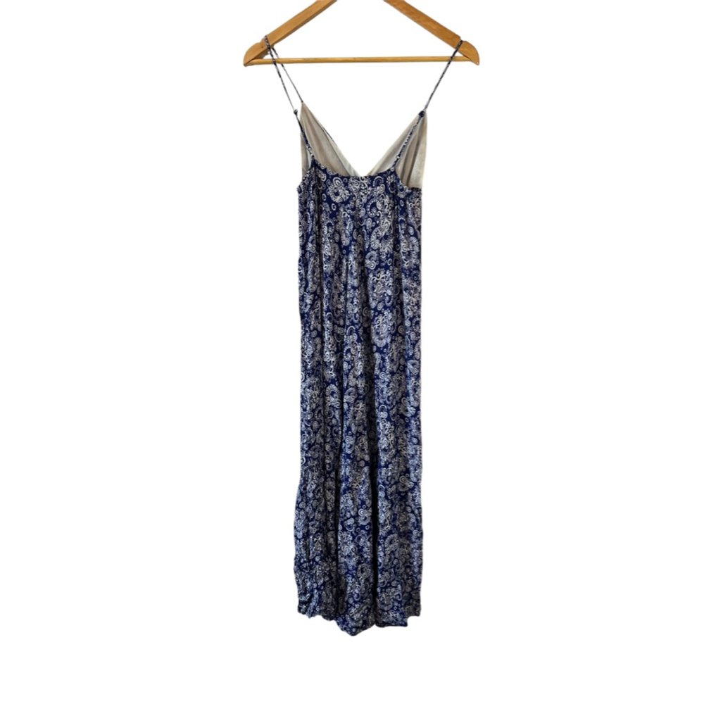 Club Monaco XS Blue Paisley Maxi Dress Spaghetti Strap Boho Resort Vacation - Picture 5 of 12
